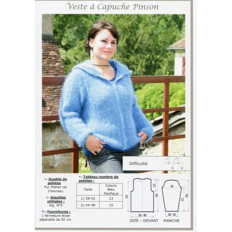 Fiche tricot :  Veste à Capuche, Pinson